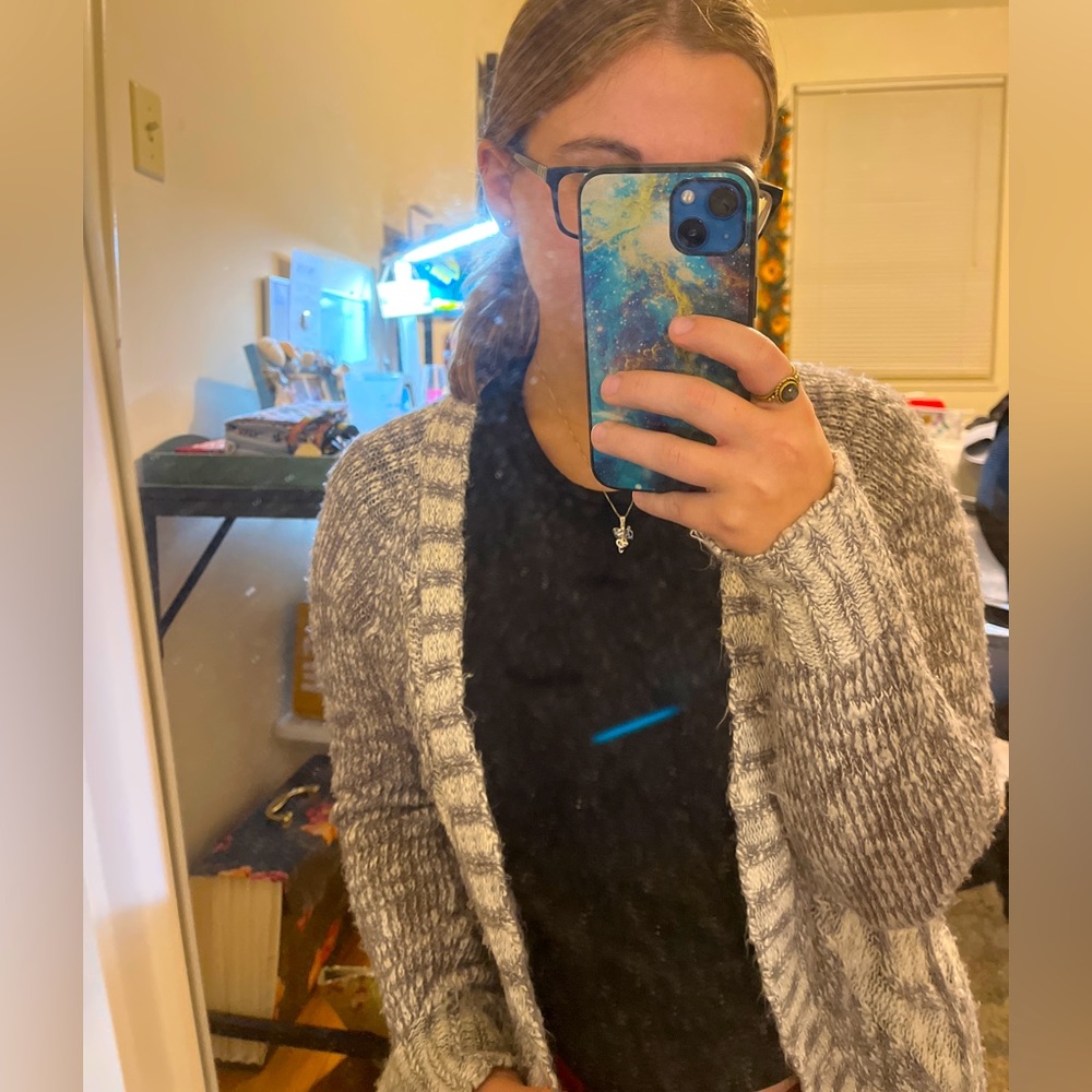 Aeropostale grey knit long cardigan